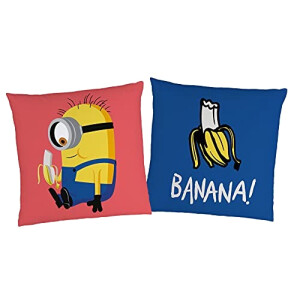 Coussin Les minions bleu et rouge