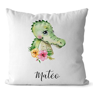Coussin Crocodile vert