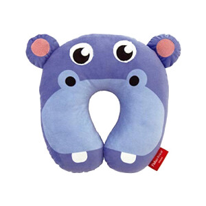 Coussin Hippopotame bleu tour de cou 27 cm