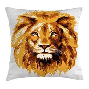 Coussin Lion orange blanc 40x40 cm