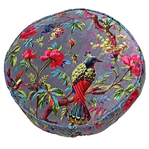 Coussin Oiseau mink lila rond 50x12 cm
