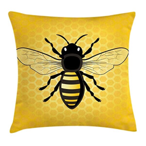 Coussin Abeille jaune gris 50x50 cm