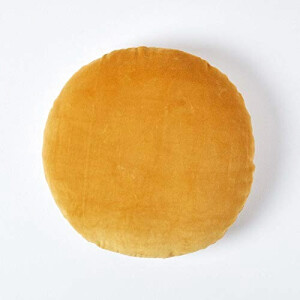 Coussin jaune moutarde rond 40 cm