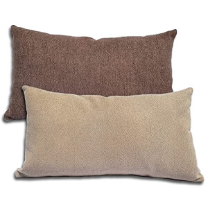 Coussin marron bicouleure 50x30 cm